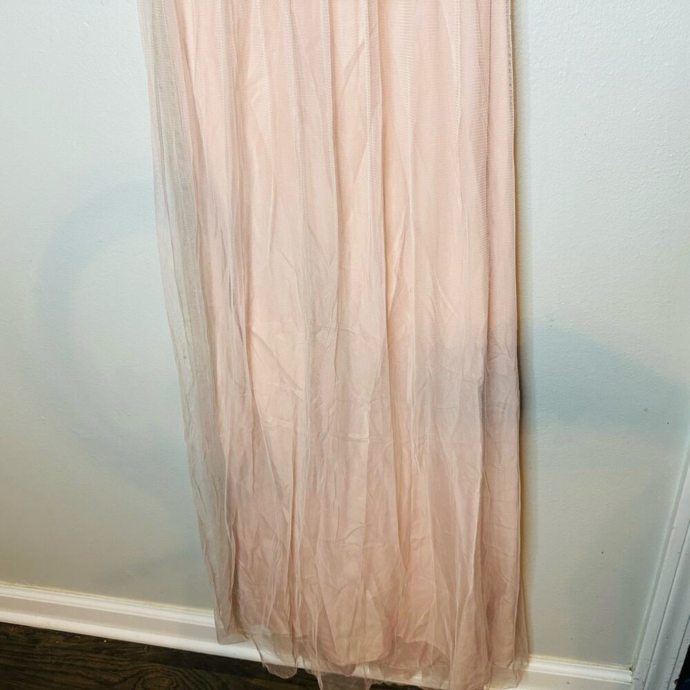 AMSALE Women's Blush Pink Sweetheart Neckline Wedding Chiffon Maxi Dress Size 2 - Picture 11 of 12